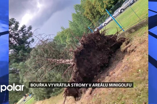 Sobotní bouřka vyvrátila stromy v areálu minigolfu, větší škody radnice neeviduje