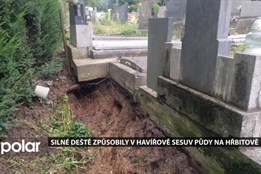 Silné deště způsobily v Havířově sesuv půdy na hřbitově