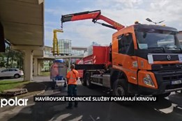 Havířovské technické služby vyrazily s pomocí těžce zasaženému Krnovu