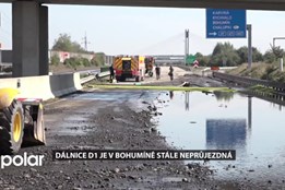 Dálnice D1 je v Bohumíně stále neprůjezdná, přitéká na ni stále voda z přilehlé lokality