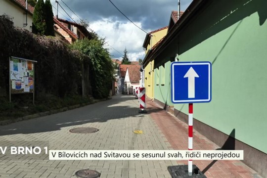 V Bílovicích nad Svitavou se v souvislosti s povodněmi sesunul svah, platí uzavírka