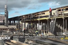 Stavba zimního stadionu v Opavě díky mírně zimě pokračuje rychlým tempem